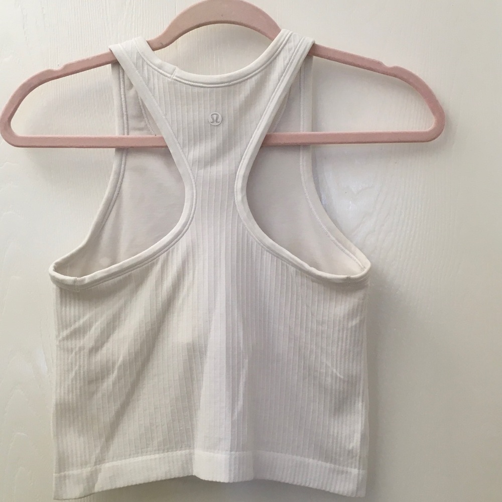 Lululemon EBB  athletica White Ribbed Racerback Sports Bra Tank